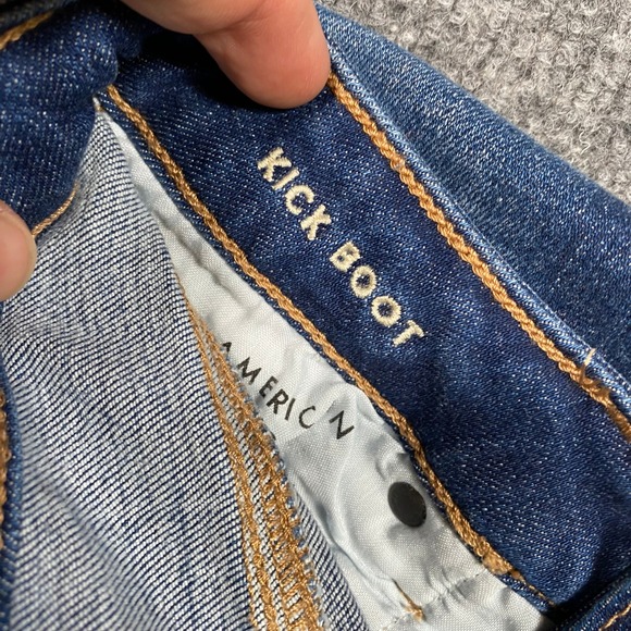 American Eagle Kick Boot Jeans Womens 2 Long Dark Wash Stretch Denim Flare Blue - Picture 7 of 9